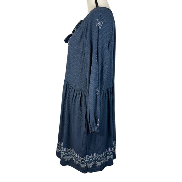 Knox Rose X-Large Shift Dress Embroidered Long Sleeve Tasseled Keyhole V-Neck - Picture 7 of 9